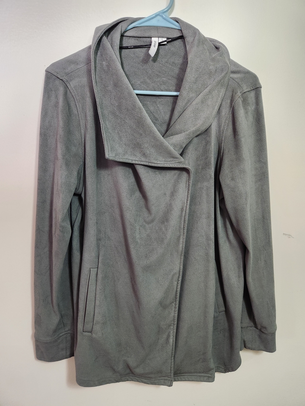 Kensie Light Gray Faux Suede Shawl-Collar Jacket